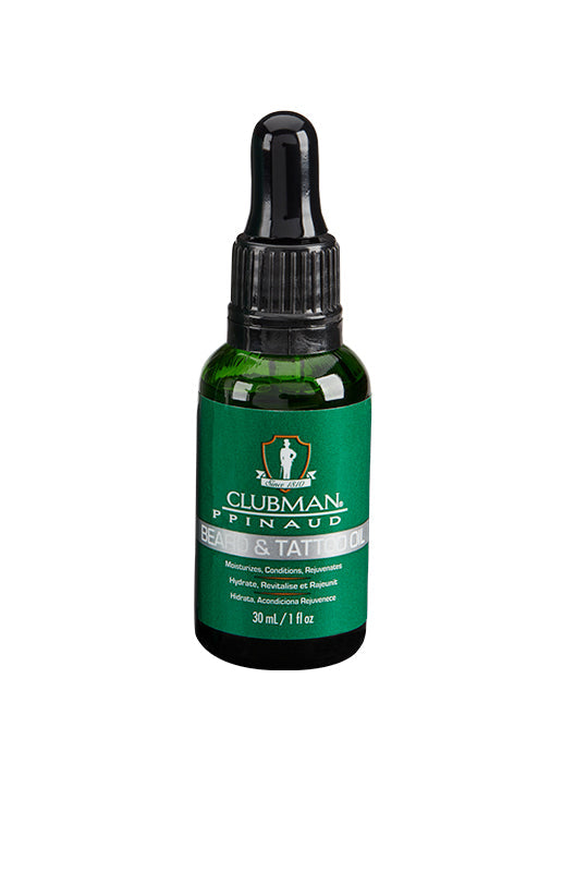 Clubman Pinaud Beard & Tattoo Oil 1 oz dropper bottle