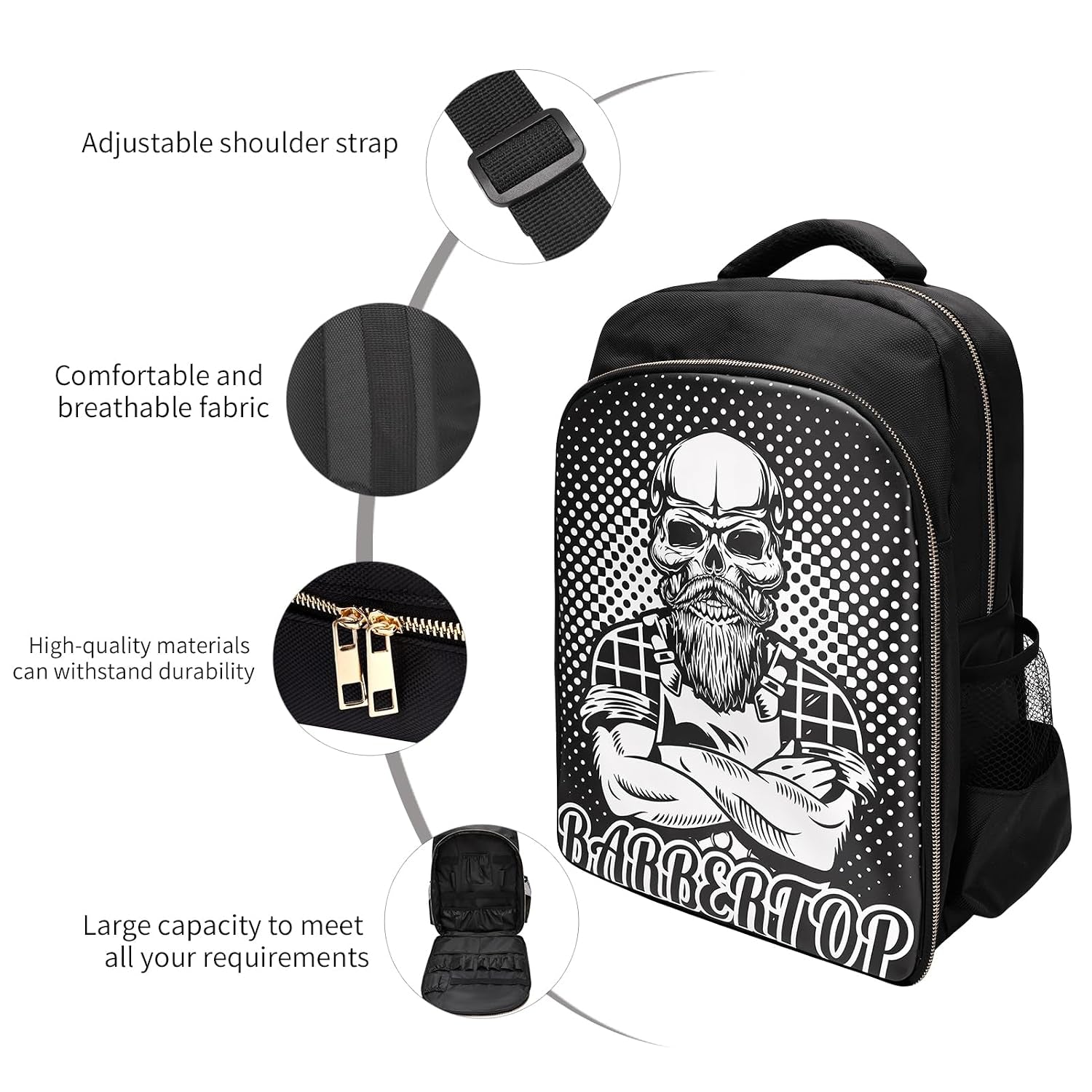 Barber Supplies Clippers Backpack for Hairdresser, with Barber Cape & Barber Brush, Large Travel Bag Zipper, Water Proof Barber Accessories of Professional Hair Cutting Tools Backpack