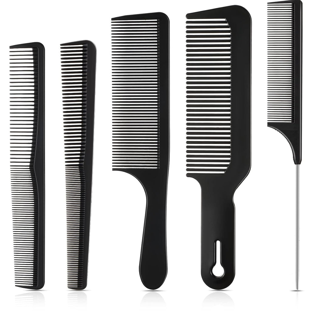 5 Pieces Hair Cutting Comb Set, Carbon Fiber Barber Comb Hair Styling Combs Fine Teeth anti Static Heat Resistant Hairdressing Tapered Comb for Men Women