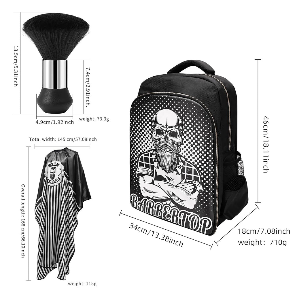 Barber Supplies Clippers Backpack for Hairdresser, with Barber Cape & Barber Brush, Large Travel Bag Zipper, Water Proof Barber Accessories of Professional Hair Cutting Tools Backpack