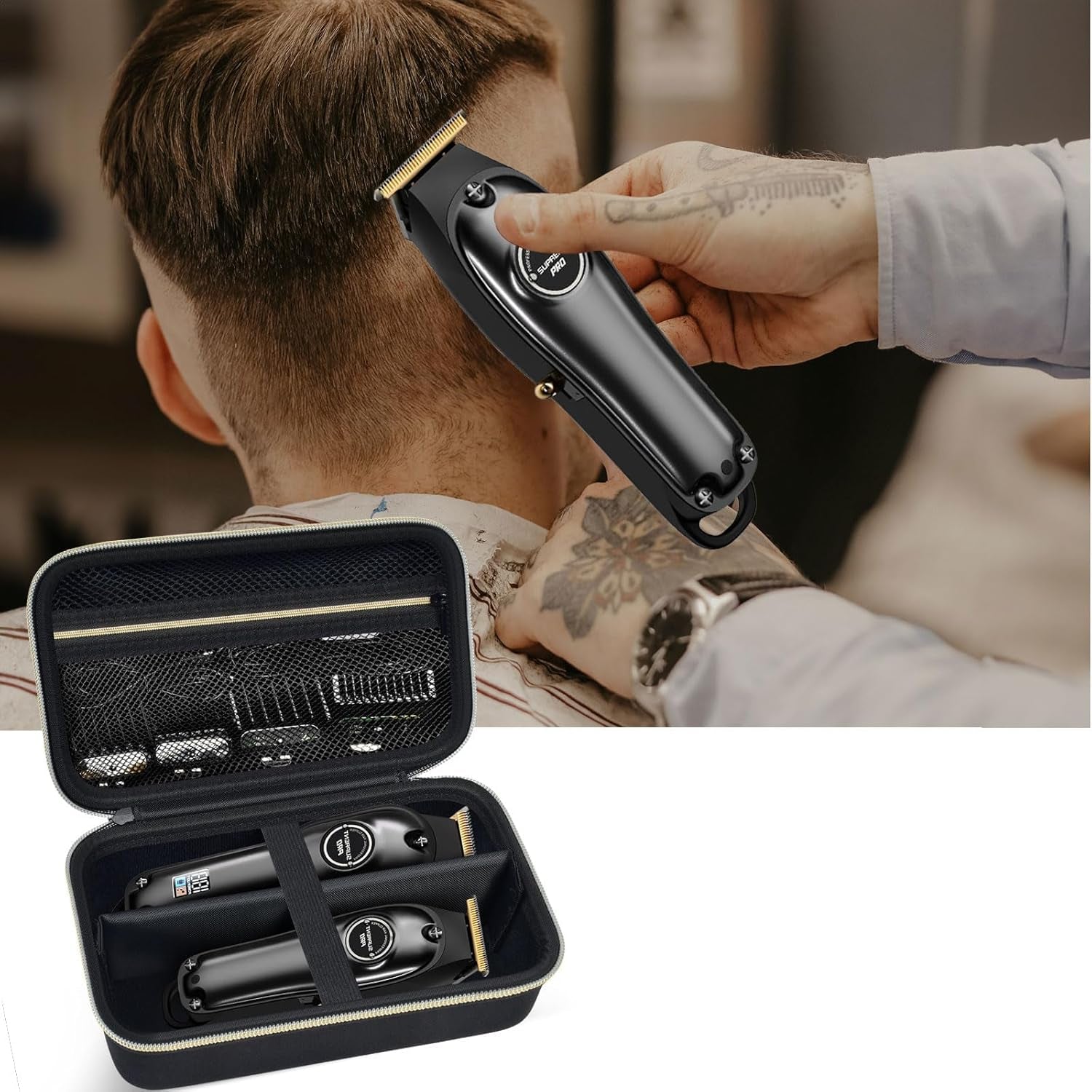 Case Compatible with Novah for Ufree for KIKIDO for GLAKER for FADEKING for GSKY for Romanda Professional Hair Clippers, Beard Trimmer Grooming Storage Holder for Hair Trimmers Set (Box Only)-Black