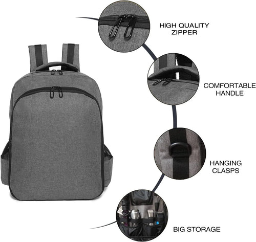 Professional Barber Backpack,Hair Cutting Tools Kit with Waterproof Cape & Brush,Large Capacity 3-Layer Mobile Stylist Station,Salon Equipment Storage Organizer,Casual Gray
