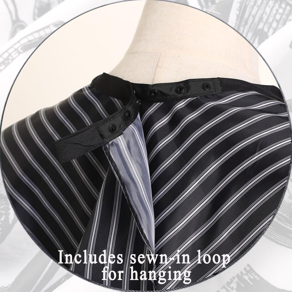 Professional Hair Cutting Cape with Neck Duster Brush, Salon Barber Cape, Hairdressing Accessories Black Stripe
