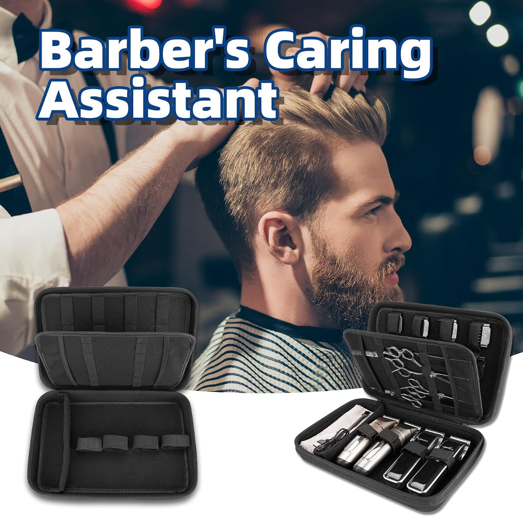 Barber Bags for Clippers and Supplies, Sturdy Clipper Storage Case for Barber Accessories, Hair Trimmer Organizer for Men Razor Guard Grooming Kits (Case Only)