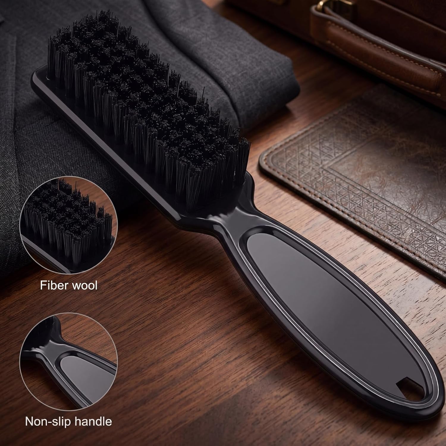 2 Pcs Barber Blade Cleaning Brush for Clipper Cleaning Nail Cleaner Styling Brush for Fades Tapers Trimmer Manicure Salon (Black)