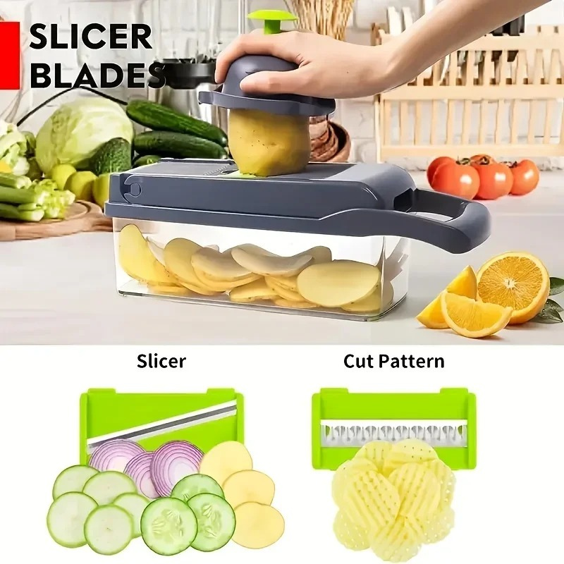 16-in-1 Multifunctional Vegetable Chopper – Onion Chopper, Slicer, Dicer & Grater