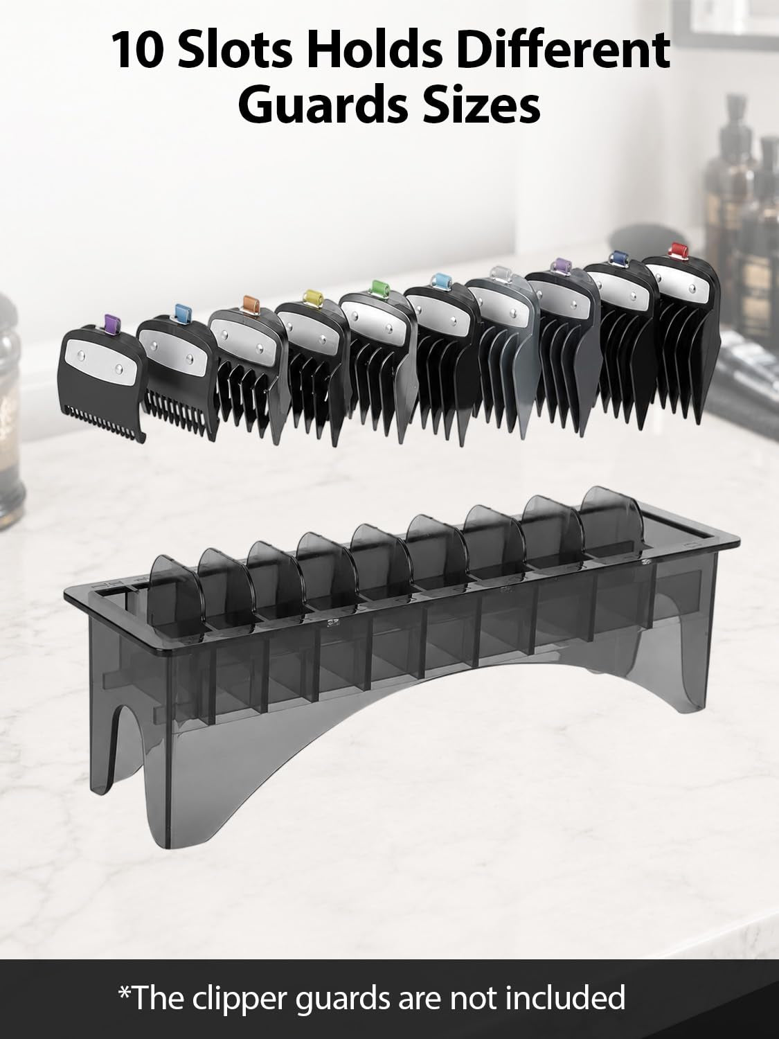 Clipper Guard Holder, 10 Grid Base Guard Holder | Clipper Guard Organizer, Barber Guards for Hair Clippers Organizer, Guide Comb Storage Case Box for Barbershop Use