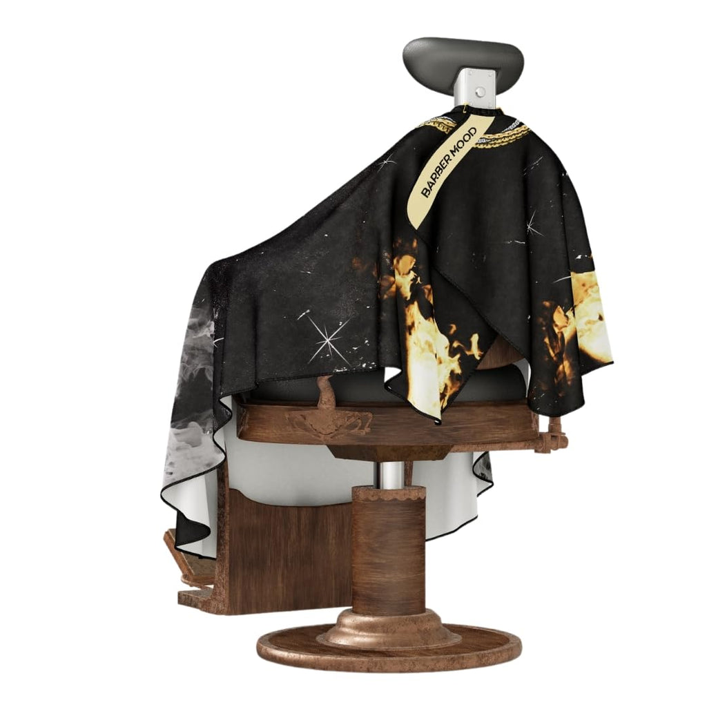 BM BARBER MOOD Professional Barber Cape Adjustable Neck Closure Gold Chain XL
