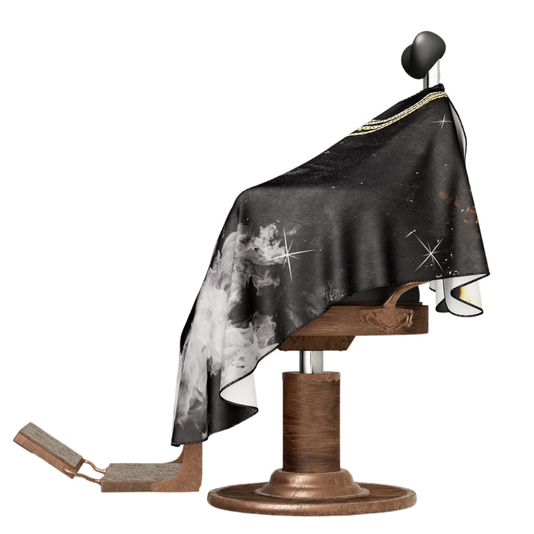 BM BARBER MOOD Professional Barber Cape Adjustable Neck Closure Gold Chain XL