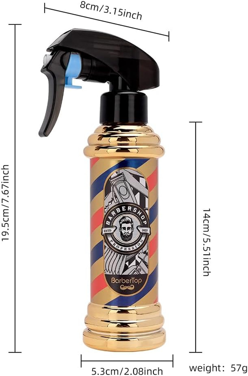 Barber Spray Bottle, Barber Stylist Fine Mist Sprayer, Refillable Container & Spray Bottle for Hairdressing, Cleaning, Plants 6.76 Ounce(Golden)