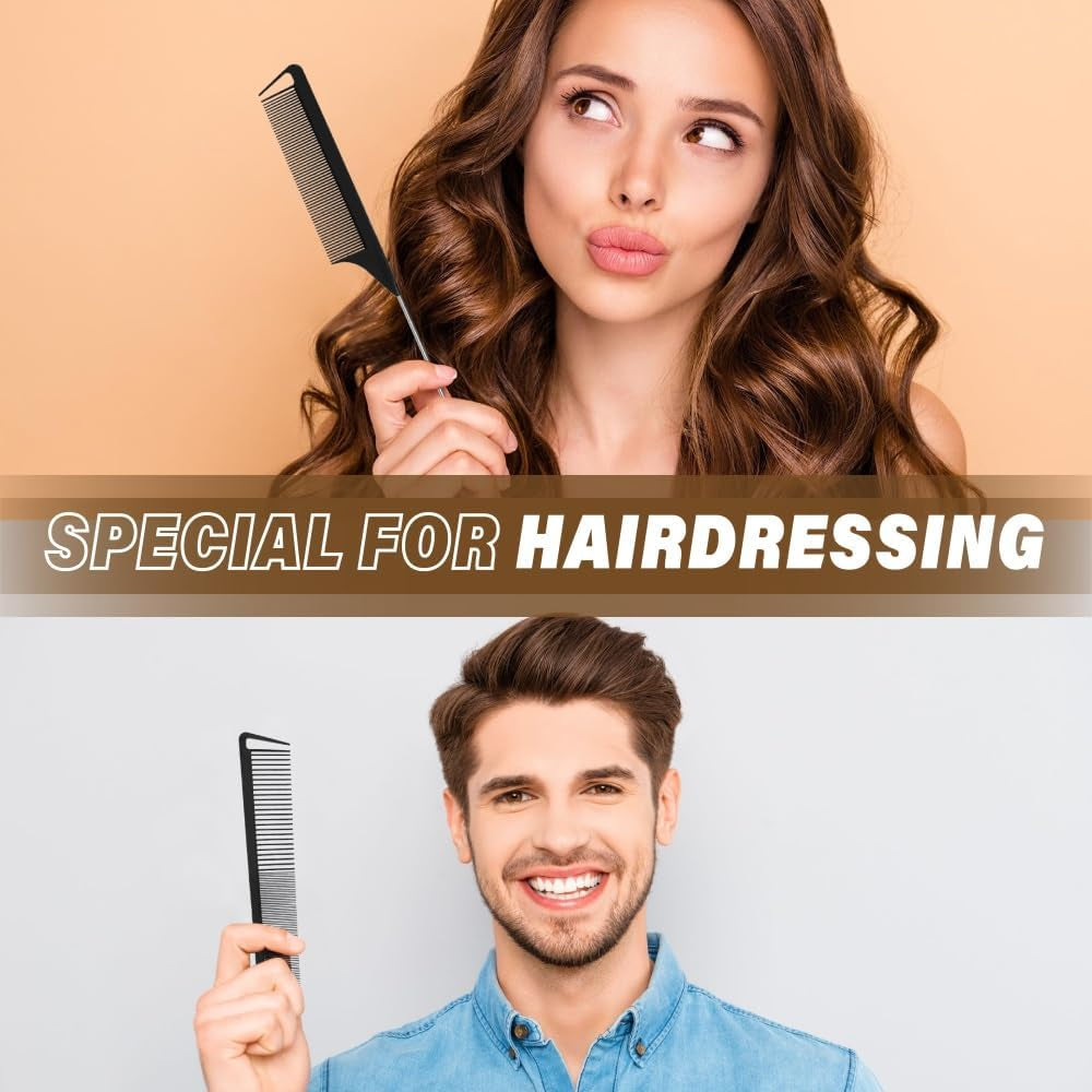 12PCS Hair Cutting Comb Set - Barber Combs for Men & Stylists - Barber Cape with Adjustable Neck Size & Neck Duster Brush