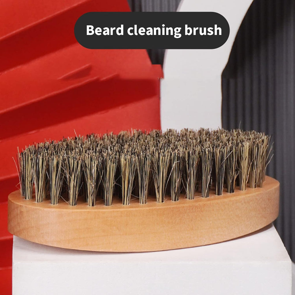1Pcs Beard Brush Beard Straightener Brush with Premium Wood Handle Brush Beard Cleaning Tool Gift for Men