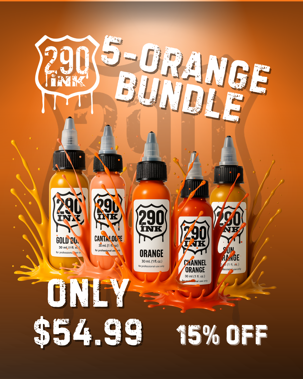 5-set ORANGE Bundle: Sun Orange, Gold Dust, Cantaloupe, Orange, Channel Orange (1oz ea)