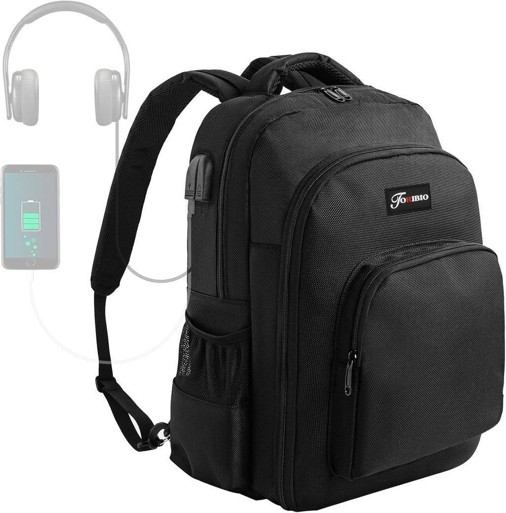 Barber Supplies Bag Backpack for Men, Clipper Tool Bookbag | Soft Padded, with USB Port and Laptop Compartment, Organizer Bag for Barber Cape Clippers Scissors Comb Trimmer (Only Bag)