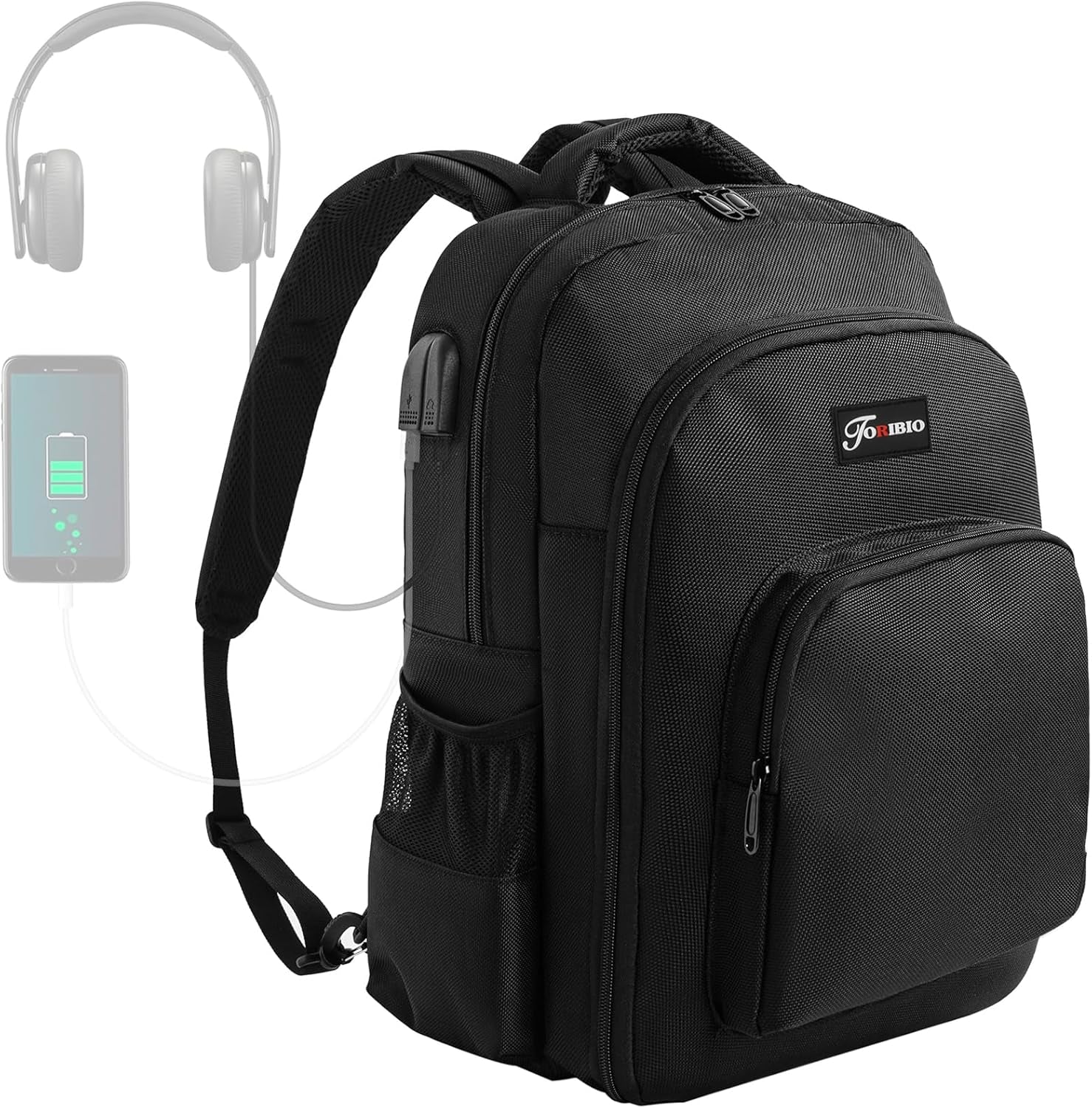 Barber Supplies Bag Backpack for Men, Clipper Tool Bookbag | Soft Padded, with USB Port and Laptop Compartment, Organizer Bag for Barber Cape Clippers Scissors Comb Trimmer (Only Bag)