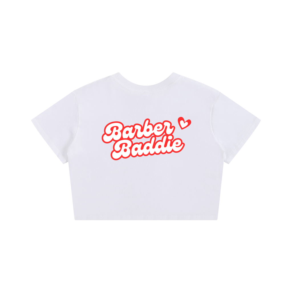 Barber Baddie Cropped Tee - White
