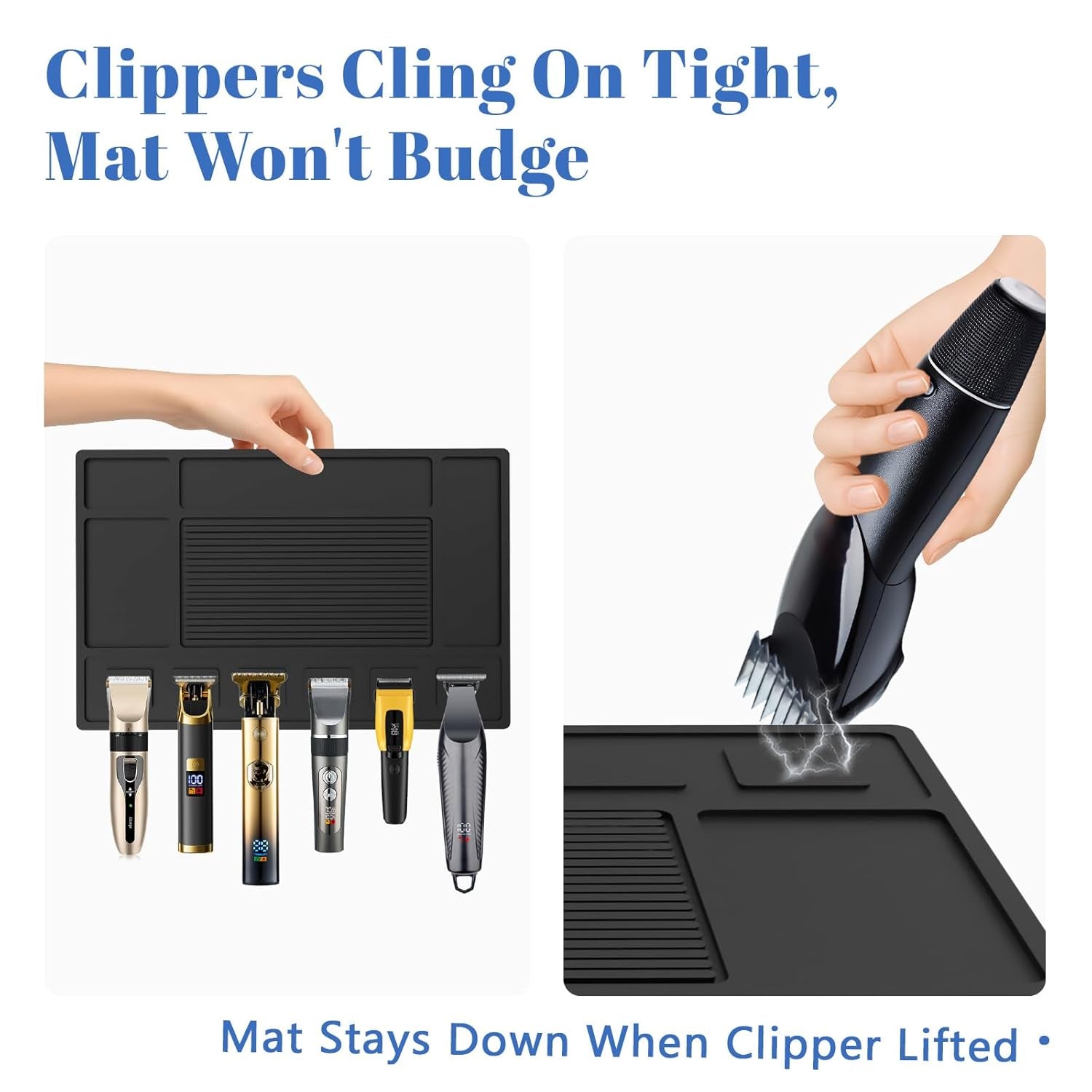 Magnetic Barber Mat for Clippers with 6 Magnets, Barber Station Organizer Magnetic Tool Mat, Barber Matt Organizer Station, Magnetic Clipper Mat for Tools Pad for Grooming Table Tray Stations Clipper