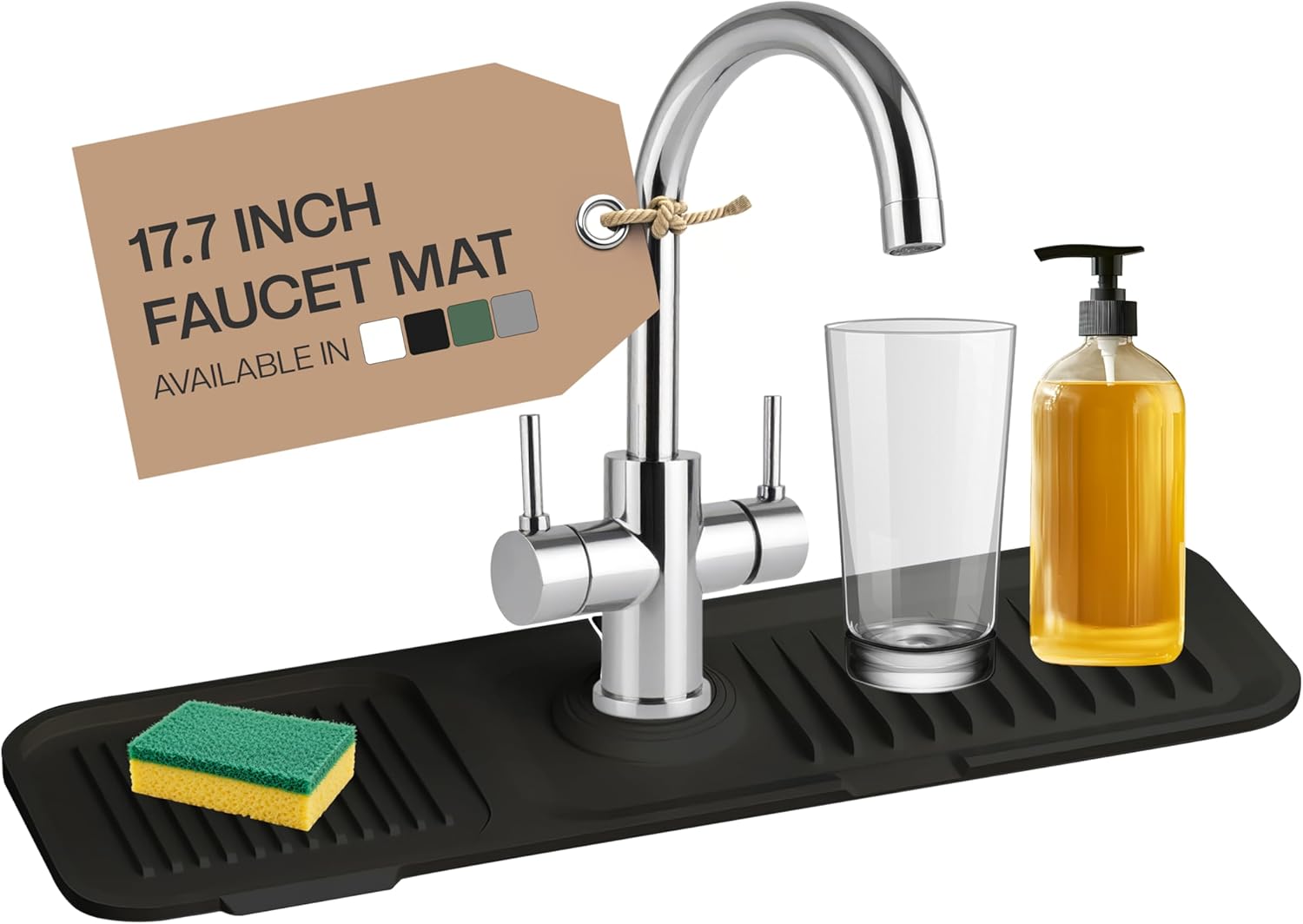 Silicone Faucet Mat for Kitchen Sink Splash Guard and Draining Mat