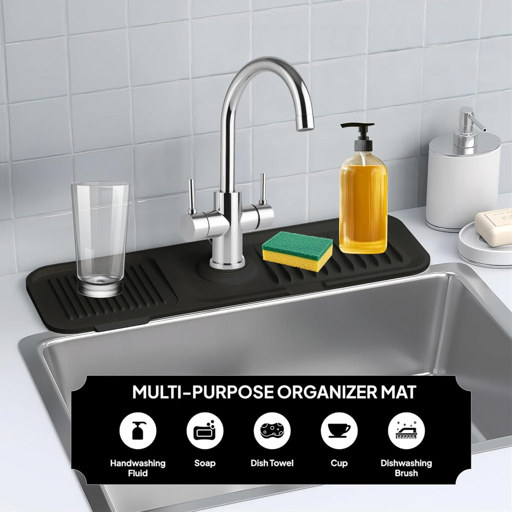 Silicone Faucet Mat for Kitchen Sink Splash Guard and Draining Mat