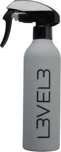 L3 Level 3 Rubberized Spray Bottle - Precise Action Mist Bottle for Effortless Hair Styling - Rubber Grip for Total Control (Grey)