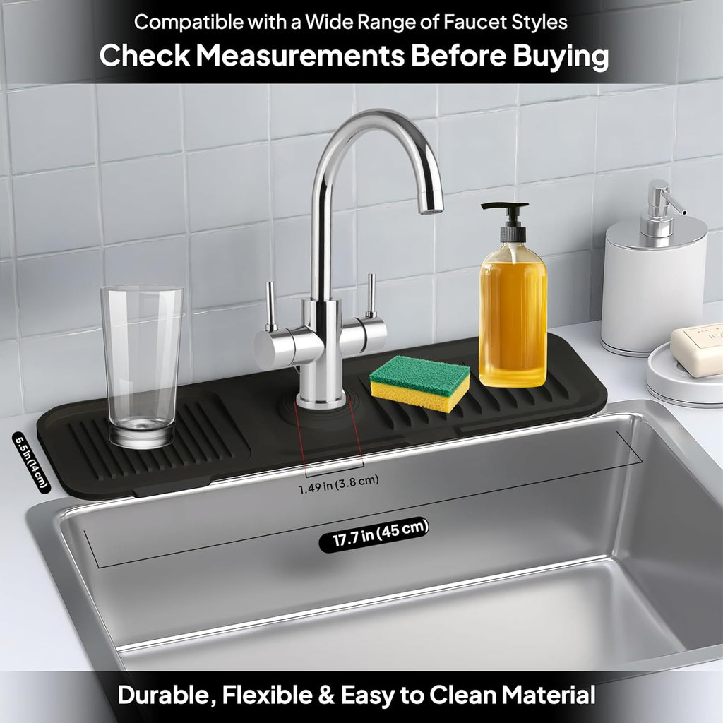 Silicone Faucet Mat for Kitchen Sink Splash Guard and Draining Mat