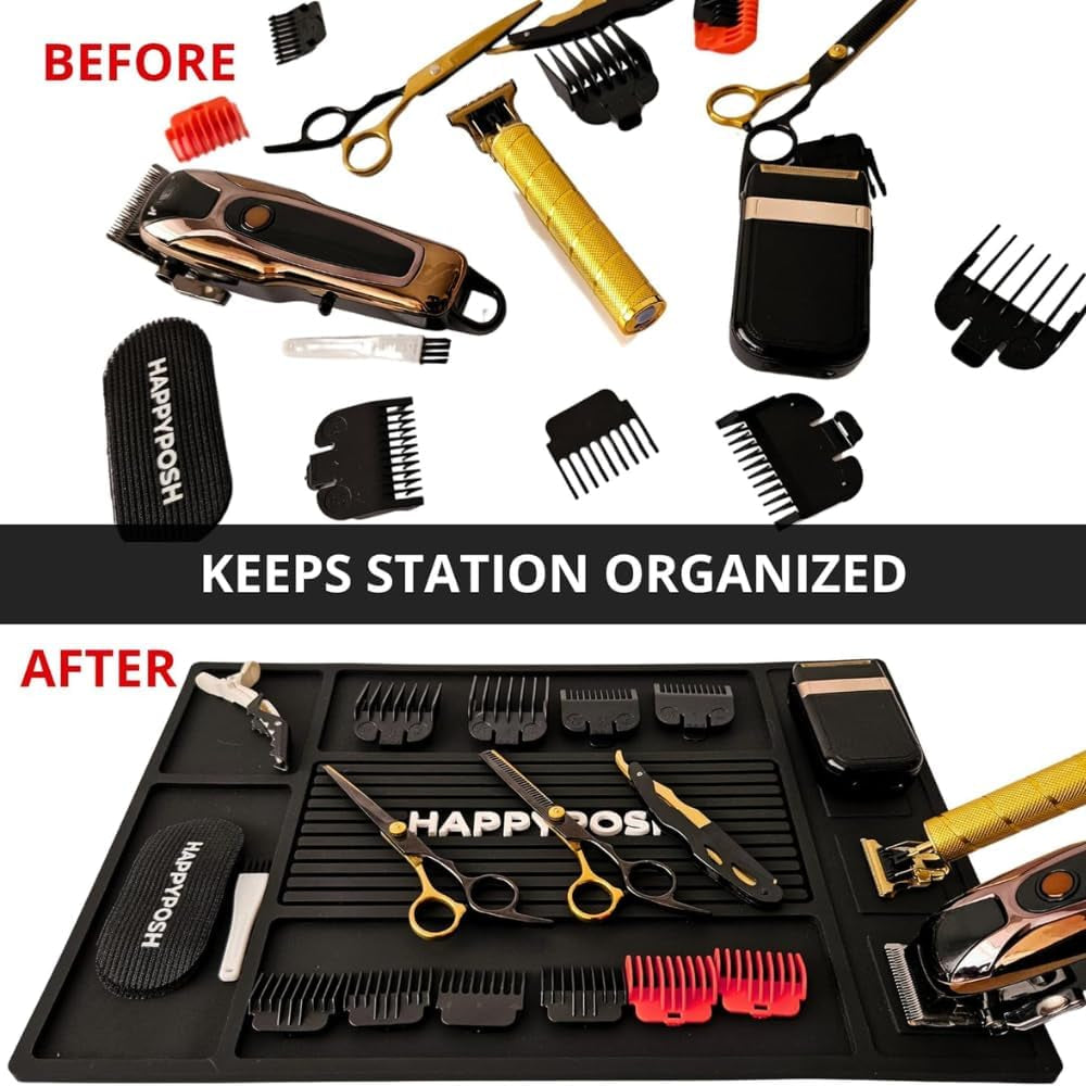 Magnetic Barber Mat, Barber Mats for Clippers, Barbershop Salon Pad for Station, Table Matt, Counter Tool Organizer for Pro Hairstylist