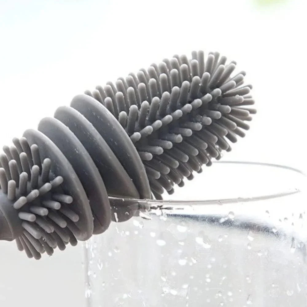 Silicone Milk Bottle Brush Cup Scrubber Glass Cleaner Kitchen Cleaning Tool Long Handle Drink Bottle Glass Cup Cleaning Brush