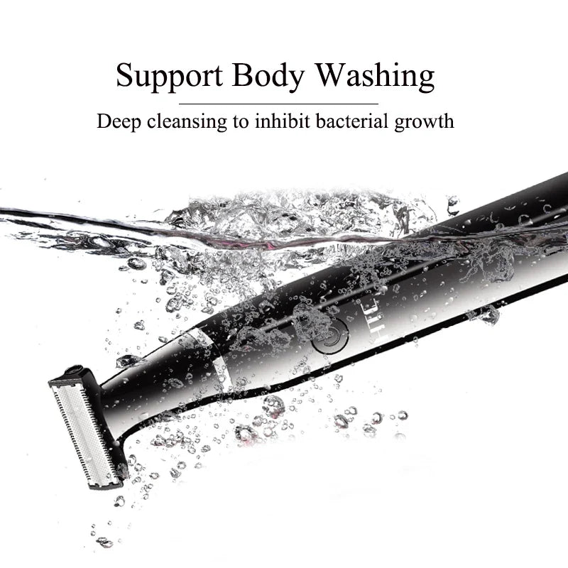 HTC Men's Electric Groin Hair Trimmer Pubic Hair Trimmer Body Grooming Clipper for Men Bikini Epilator Rechargeable Shaver Razor