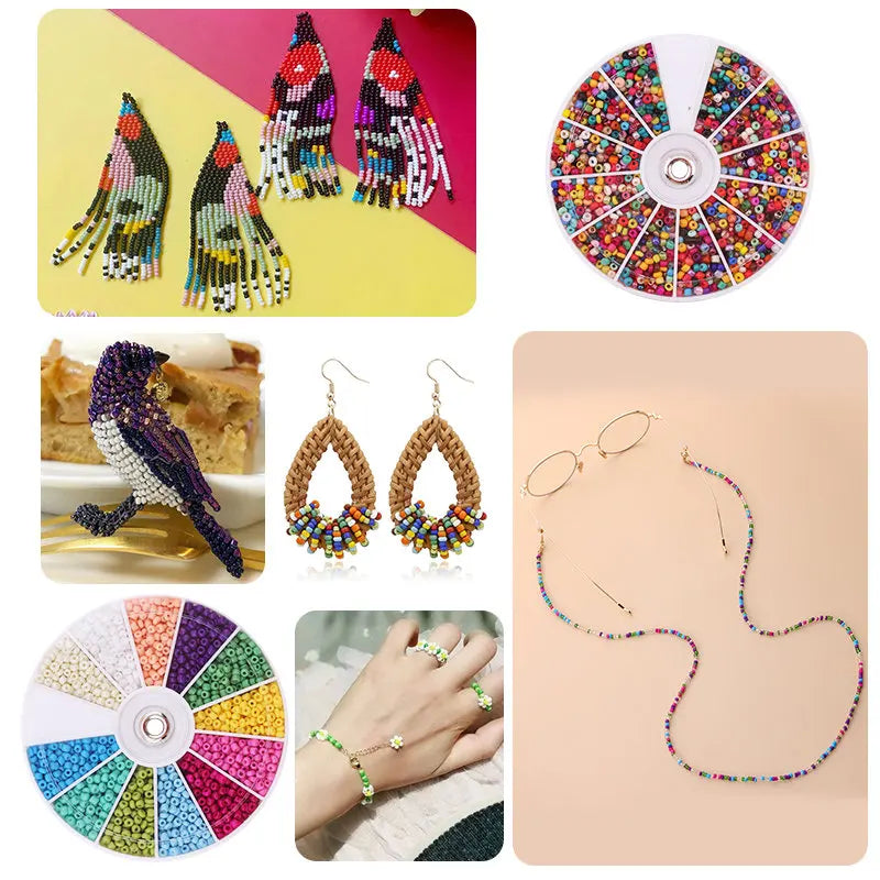 2000pcs/Lot 12Grids Glass Seed Beads Set Charms Jewelry Beads For Bracelet Necklace Earrings Handmade Craft DIY Jewelry Making