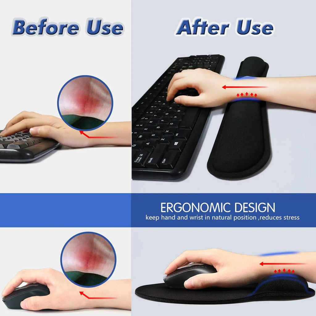 Ergonomic Mouse Pad with Wrist Rest – Non-Slip Base Mousepad for Office, Gaming, PC & Laptop