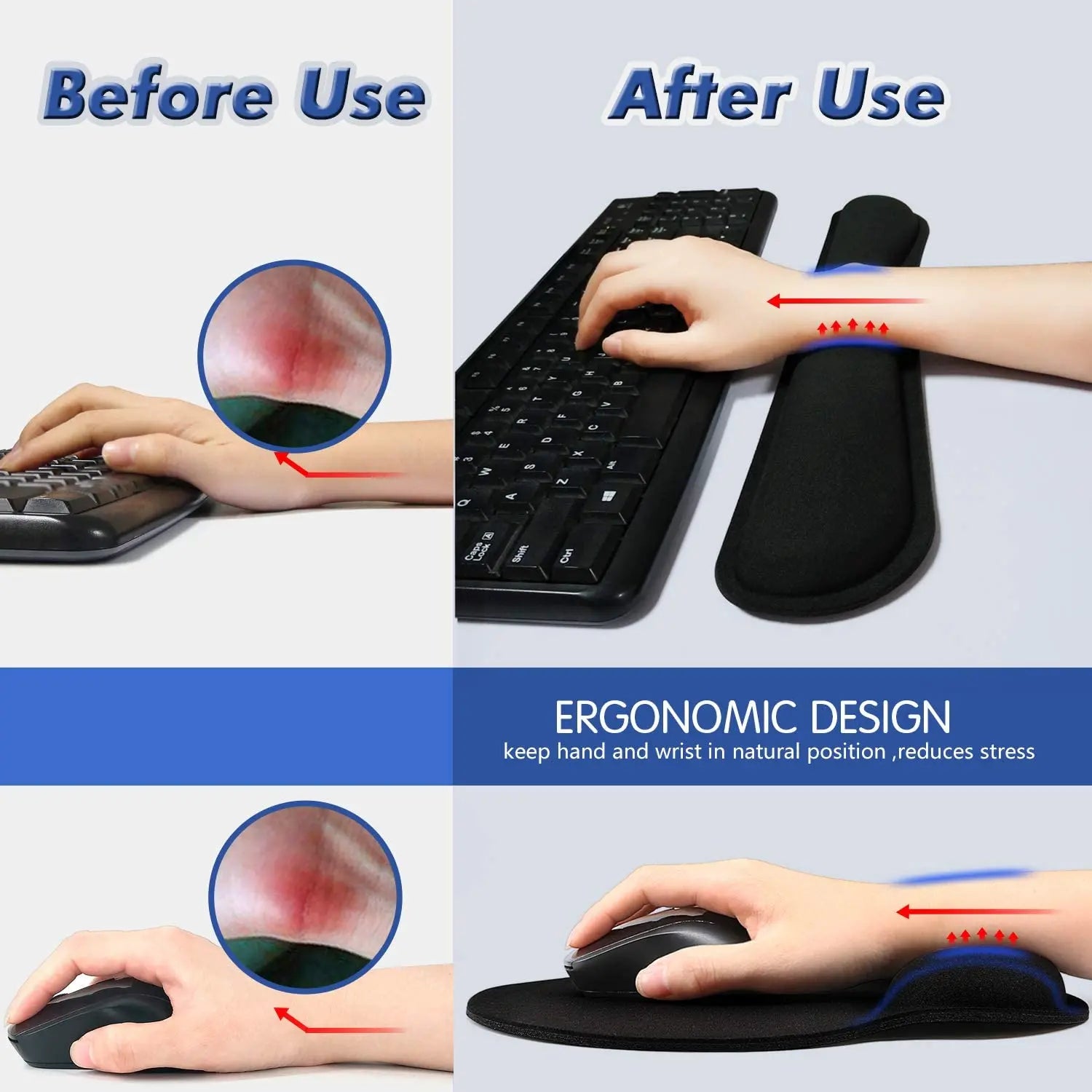 Ergonomic Mouse Pad with Wrist Rest – Non-Slip Base Mousepad for Office, Gaming, PC & Laptop