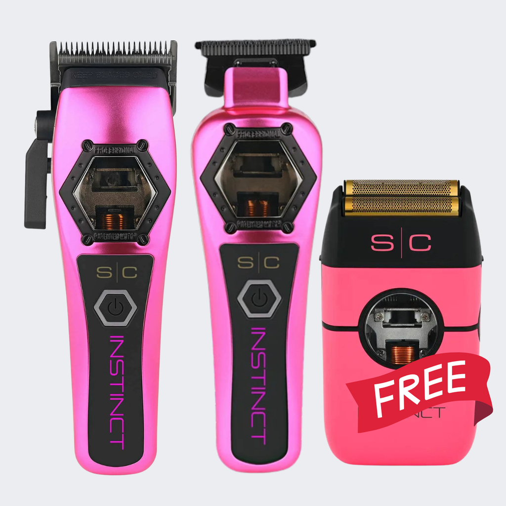 StyleCraft Metal Instinct Collection – Clipper, Trimmer with FREE Metal Shaver PINK