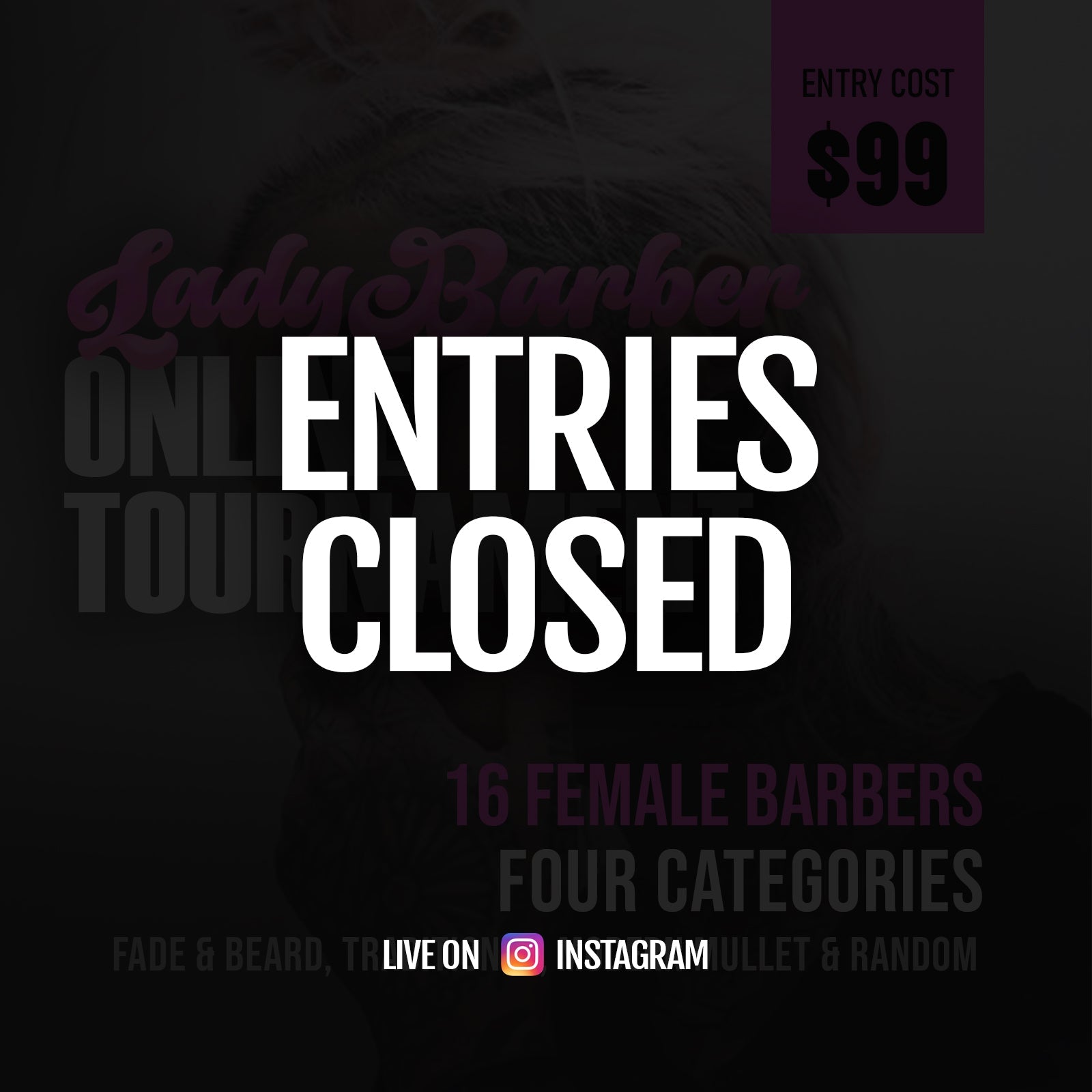 Lady Barber Online Tournament Entry *FEMALE ONLY