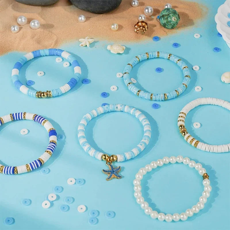 Ocean Summer Friendship Bracelet Making Kit – DIY Clay Beads Set for Jewelry, Bracelets, Necklaces & Earrings