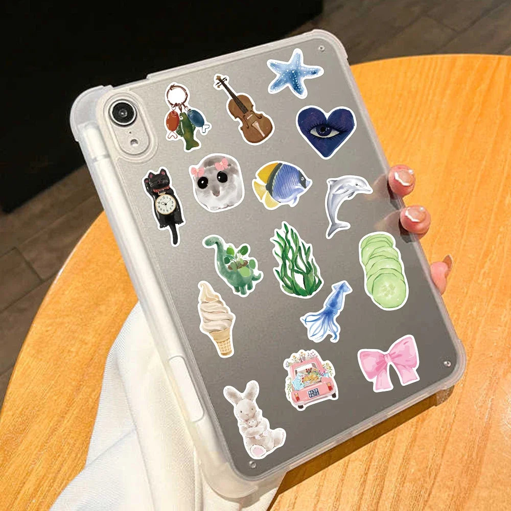 50/100pcs Cartoon Watercolor Dairy Stickers Decals For Phone Laptop Scrapbook Luggage Helmet DIY Graffiti Aesthetic Stickers
