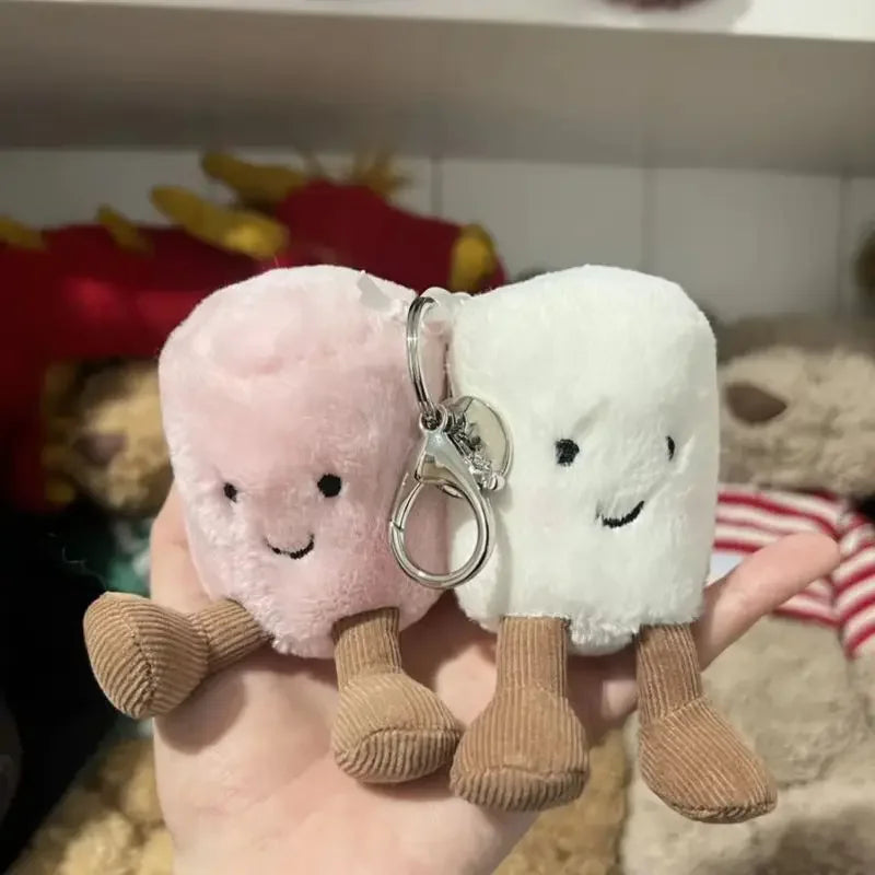 Cute Two-Tone Cat Plush Keychain – Soft Cotton Candy-Style Doll Bag Pendant, Car Hanging Accessory & Holiday Gift