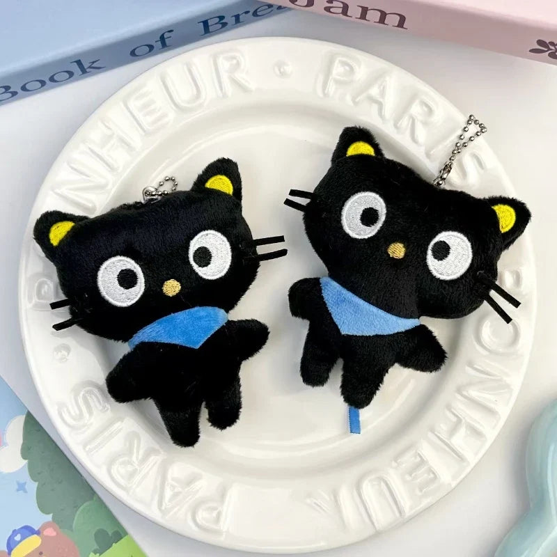 Chococat Plush Keychain Kawaii Black Cat Soft Plush Bag Charm Cute Backpack Purse Key Holder Decoration for Girls Women Gifts