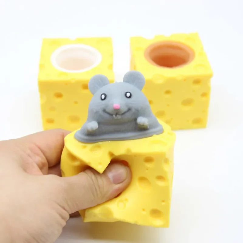 Squeeze Mouse Squishy Toy Cheese Stress Ball Squishy Rat Cheese Fidgets Squishy Mice Toy Stress Novelty Toy for People Best GIft