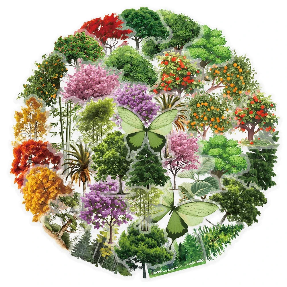 50pcs Forest Secret PET Stickers Natural Forest Plant Landscape Stickers Decor DIY For Scrapbook, Journaling, Laptop, Bumper