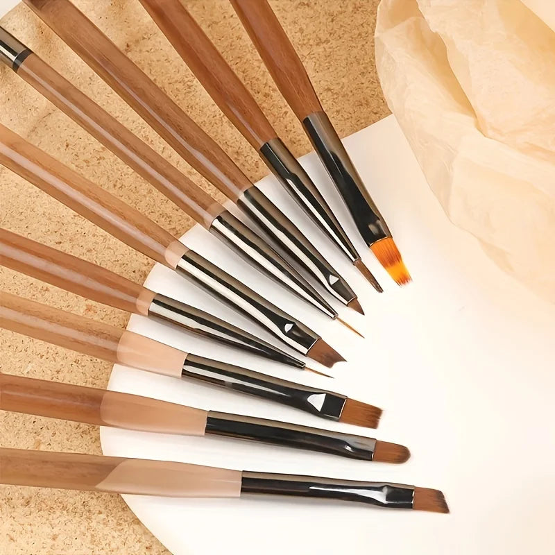 9PCS UV Gel Nail Brush Liner DIY Painting Pen Manicure Acrylic Drawing Brush for Nail Art Design Nails Tip Display Painting Tool