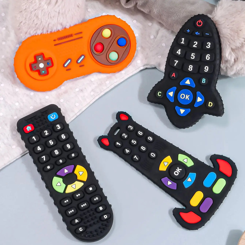 Baby Silicone Teether Toy – BPA-Free Remote Control Shaped Teether for Gum Pain Relief, Sensory & Educational