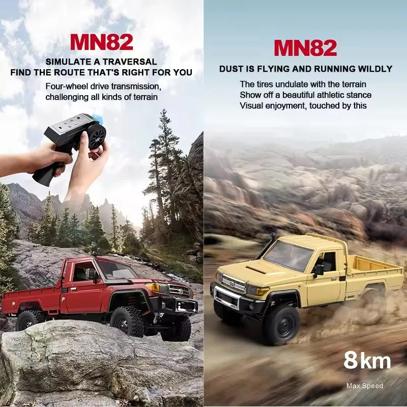 MN82 1:12 Retro Rc Car With LED Lights Full-scale Simulation LC79 Professional 4WD Remote Control Pickup RC Truck Model Toys