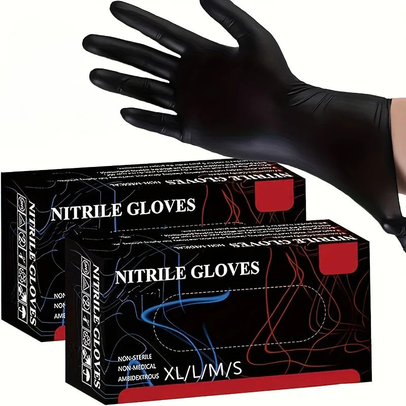 20/50/100PCS Disposable Black Nitrile Gloves – Latex-Free, Powder-Free Cleaning, Tattoo, Hairdressing & Household Use