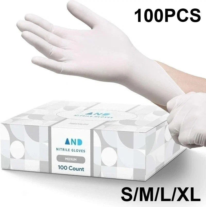 10-100PCS White Nitrile Disposable Gloves,Latex Free,Powder,Household Gloves for Cooking Food Safe Cleaning Work Glove