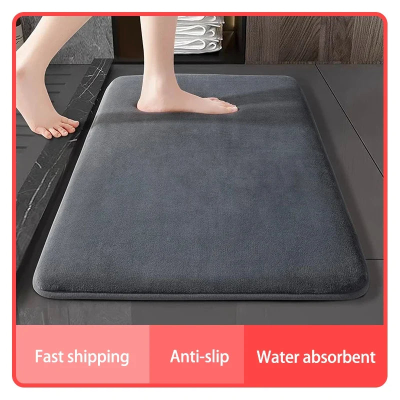 Super Absorbent Coral Velvet Bathroom Mat – Non-Slip Door & Floor Mat