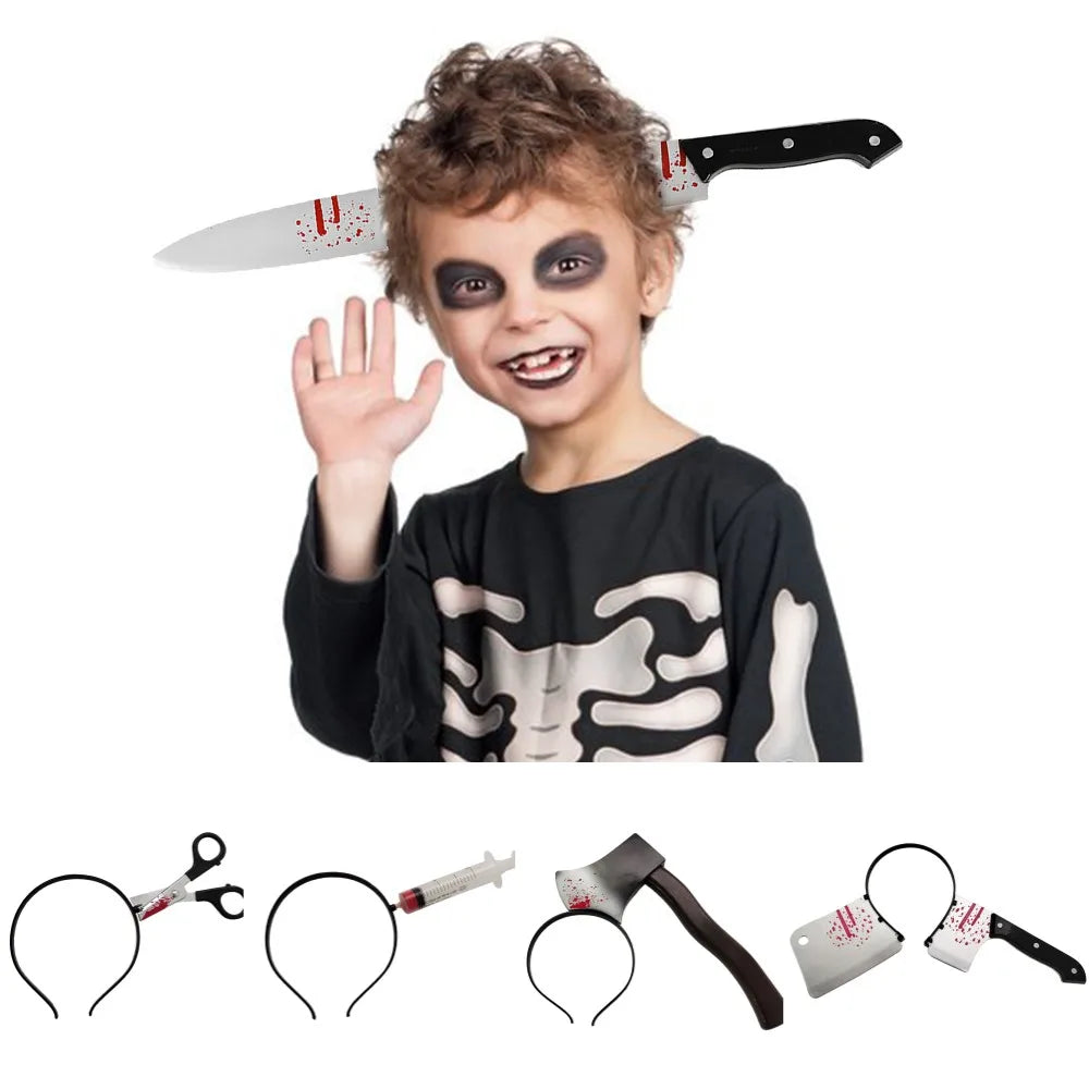 Halloween Hair Hoop Horror Blood Fake Ax Saws Knife Gothic Headband Halloween Party Masquerade Cosplay Prop Decor Accessories