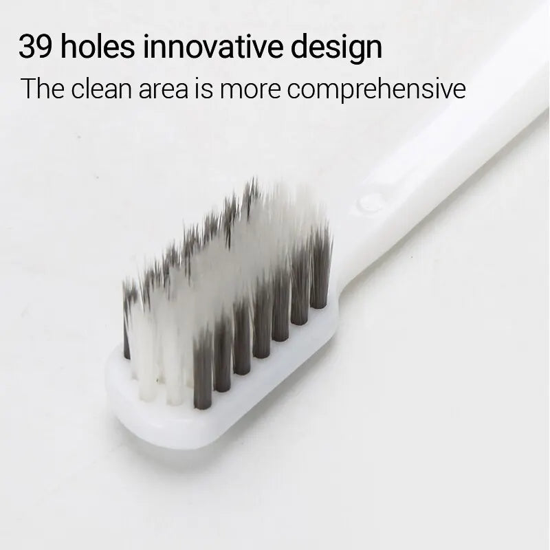 10-Pack Bamboo Charcoal Toothbrush Set – Ultra-Soft Silk Bristles for Men & Women | Eco-Friendly Black & White Adult Family Toothbrushes