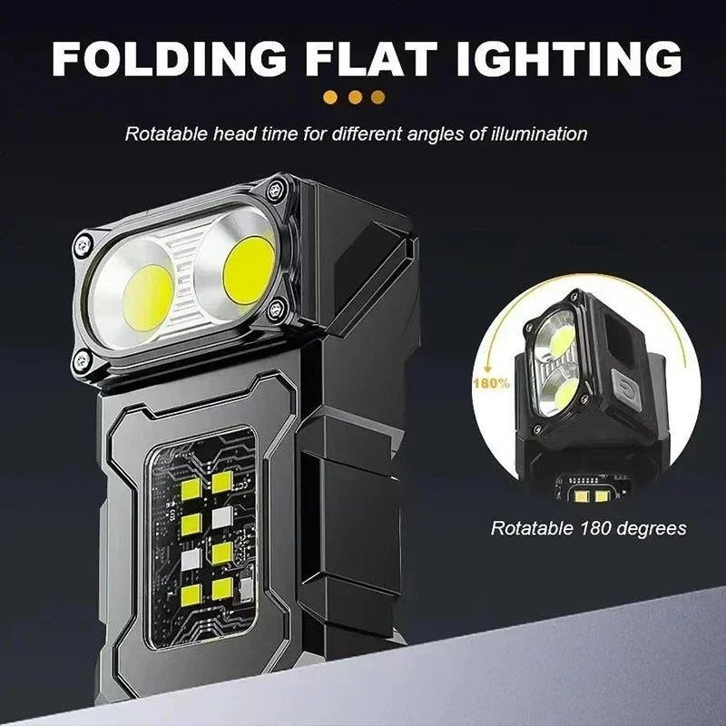 Mini USB Rechargeable LED Flashlight – Super Bright Portable Torch with COB Emergency Light & Magnetic Tail for Camping and Hiking