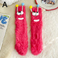 1 Pair Cartoon Ugly Doll Socks Women Autumn Winter Fleece Floor Socks Soft Thick Plush Indoor Socks Female Fluffy Socks