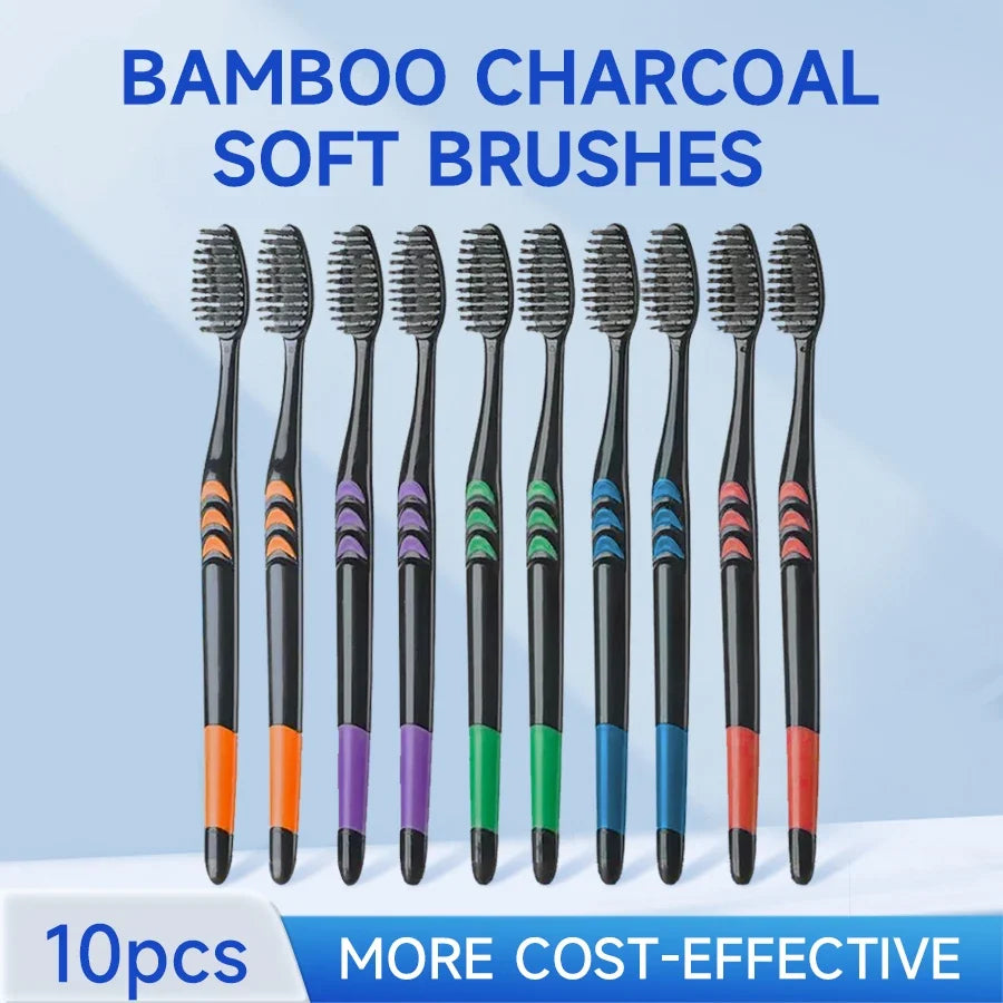 10/20 Pcs Family pack toothbrush, Bamboo Charcoal Soft fur Toothbrush, Travel Carry，Color random